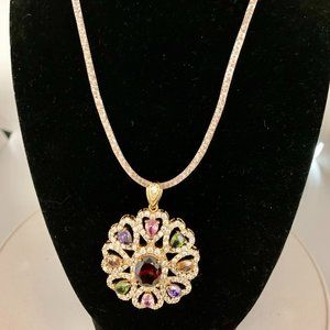 Multi Color Pendant CZ Necklace